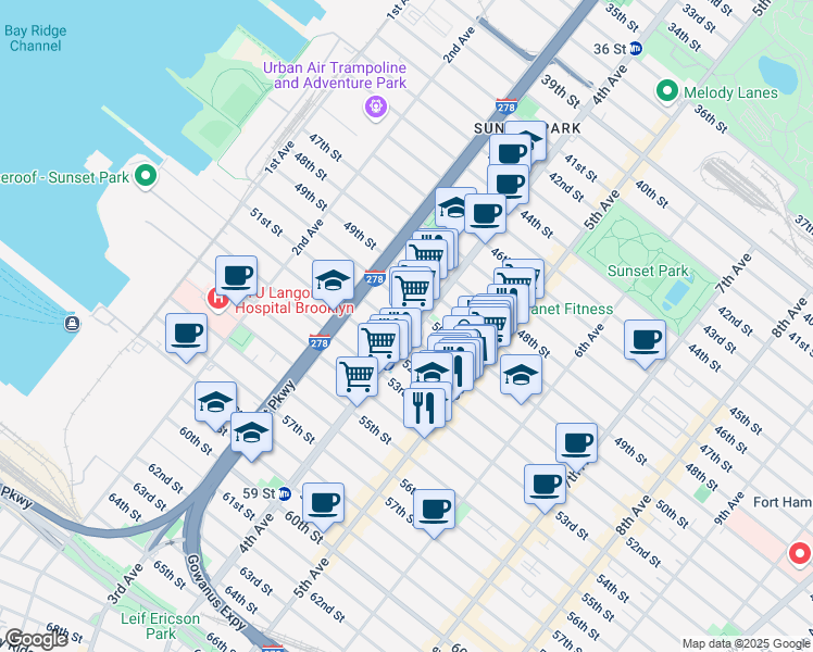 map of restaurants, bars, coffee shops, grocery stores, and more near in Brooklyn