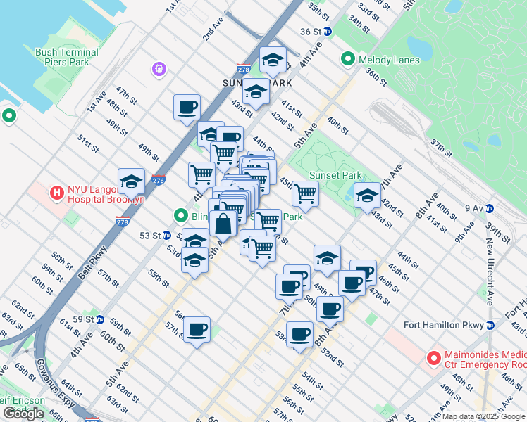 map of restaurants, bars, coffee shops, grocery stores, and more near 534 48th Street in Brooklyn