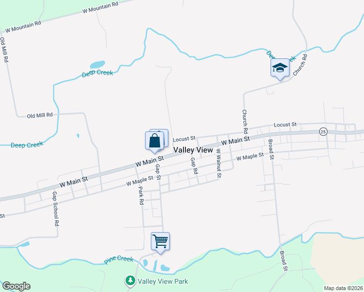 map of restaurants, bars, coffee shops, grocery stores, and more near 1129 West Main Street in Valley View