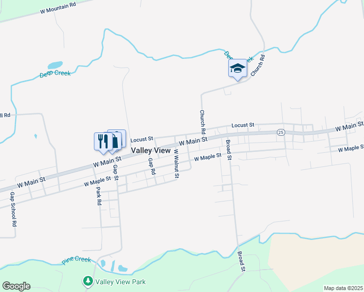 map of restaurants, bars, coffee shops, grocery stores, and more near 931 West Main Street in Valley View