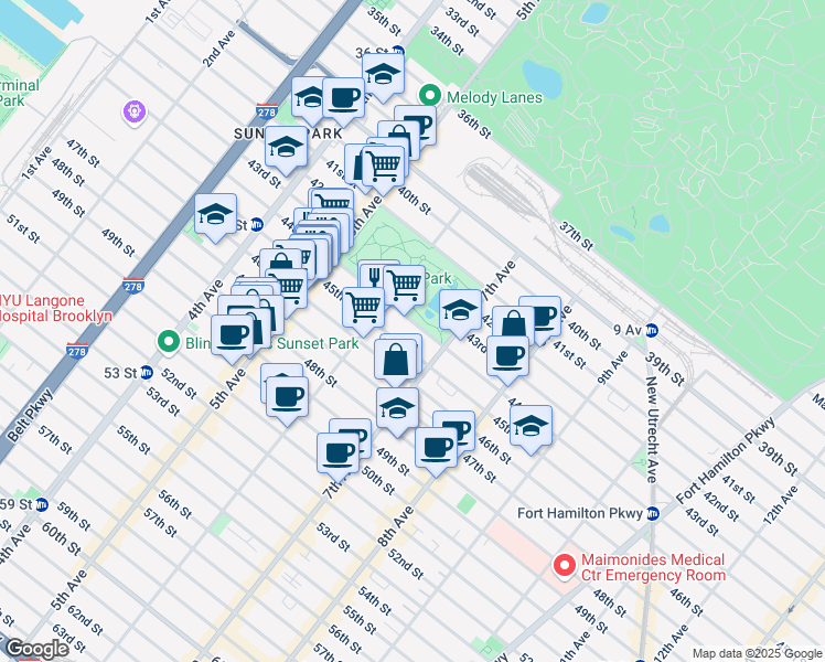 map of restaurants, bars, coffee shops, grocery stores, and more near in Brooklyn