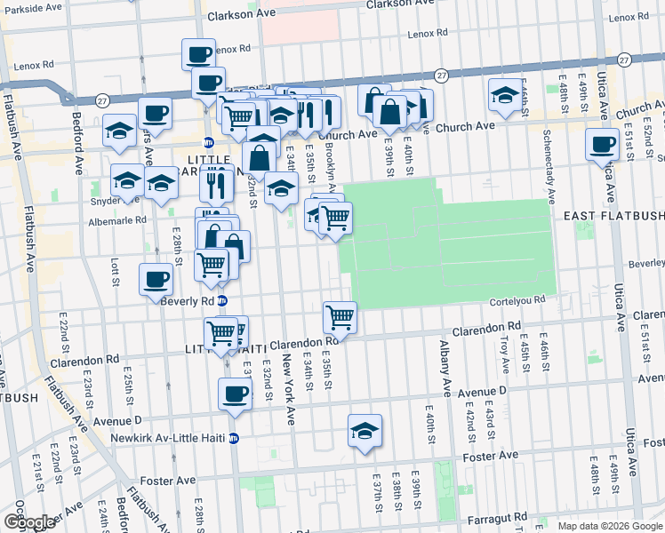 map of restaurants, bars, coffee shops, grocery stores, and more near in Brooklyn