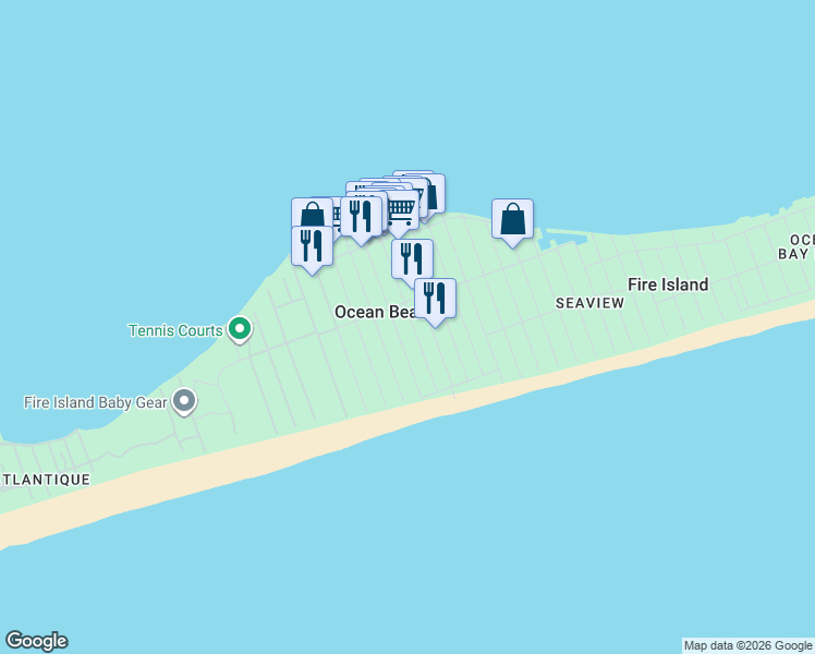 map of restaurants, bars, coffee shops, grocery stores, and more near in Ocean Beach