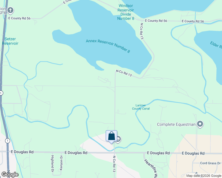 map of restaurants, bars, coffee shops, grocery stores, and more near Bold Venture Way in Larimer County