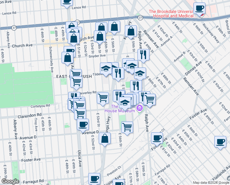 map of restaurants, bars, coffee shops, grocery stores, and more near in Brooklyn