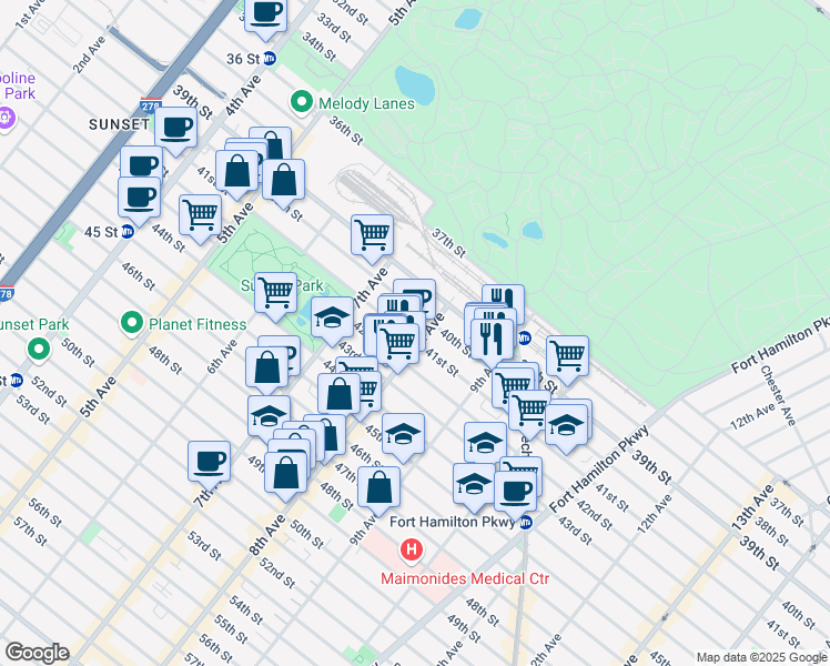 map of restaurants, bars, coffee shops, grocery stores, and more near in Brooklyn