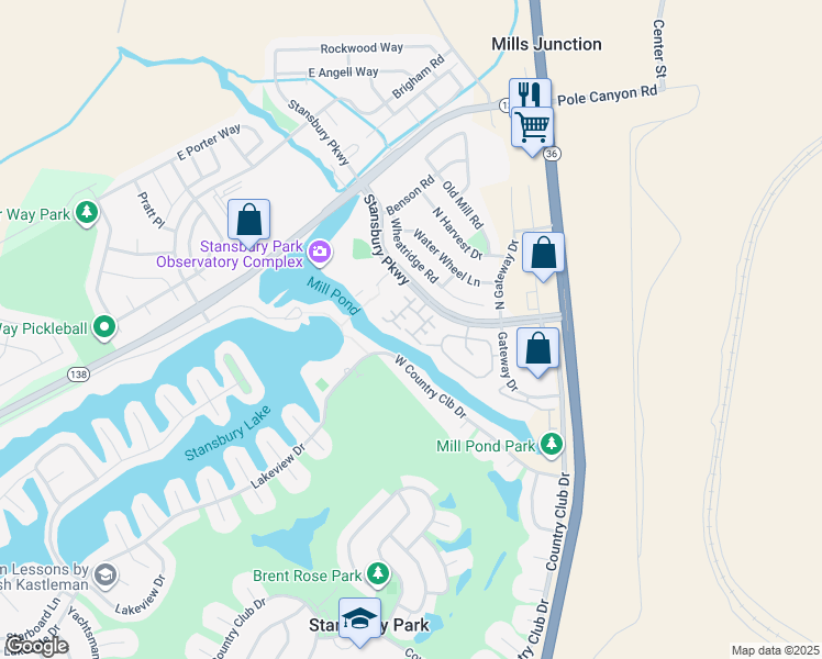 map of restaurants, bars, coffee shops, grocery stores, and more near 42 Millpond in Stansbury Park