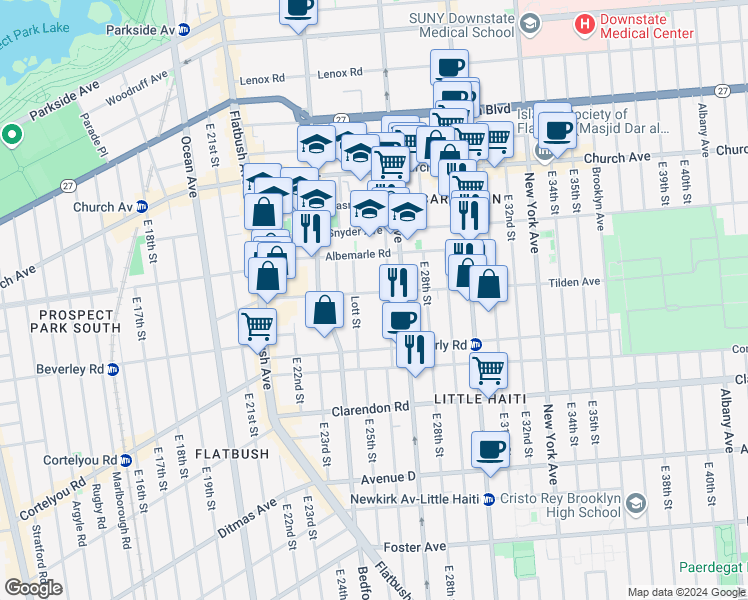 map of restaurants, bars, coffee shops, grocery stores, and more near in Brooklyn