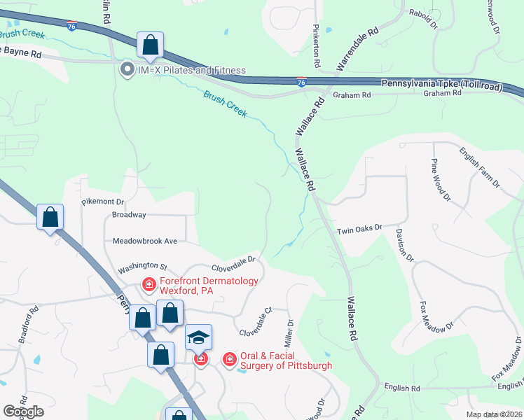 map of restaurants, bars, coffee shops, grocery stores, and more near 127 Curtis Drive in Wexford