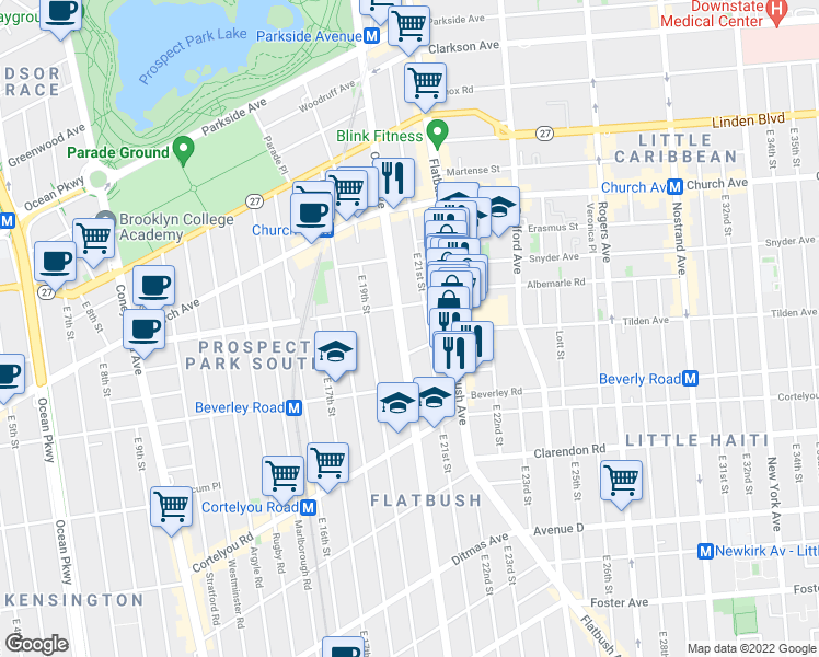 map of restaurants, bars, coffee shops, grocery stores, and more near in Brooklyn