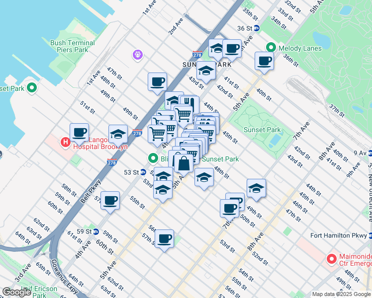 map of restaurants, bars, coffee shops, grocery stores, and more near 441 48th Street in Brooklyn