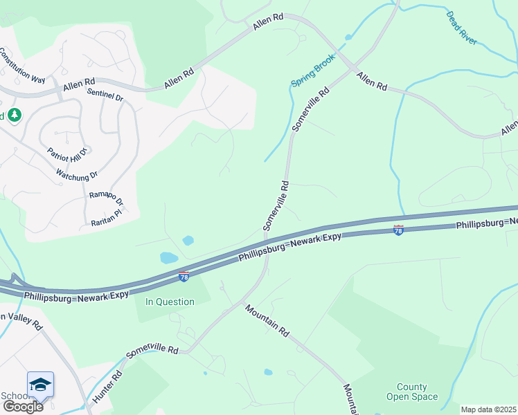 map of restaurants, bars, coffee shops, grocery stores, and more near 160 Somerville Road in Bernards