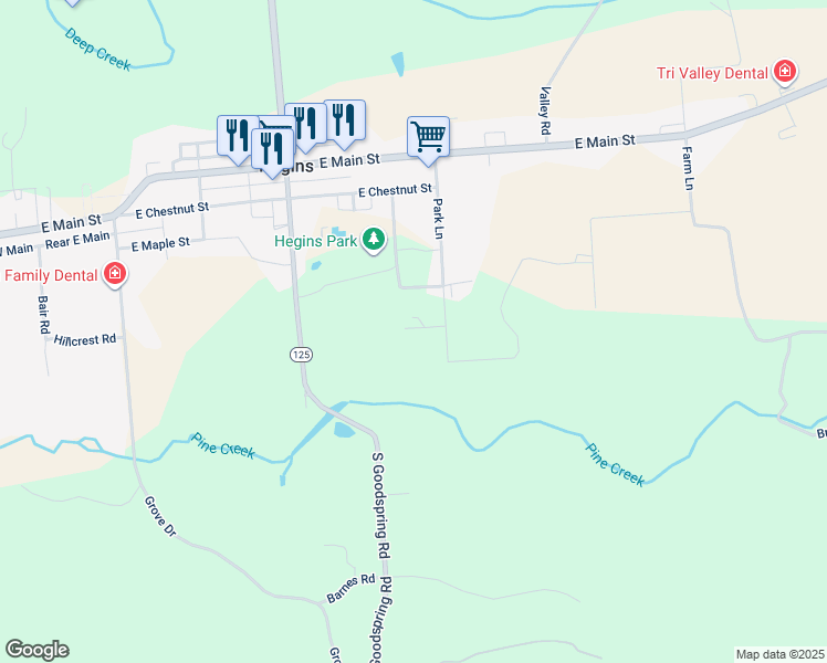 map of restaurants, bars, coffee shops, grocery stores, and more near 51 Klinger Road in Hegins