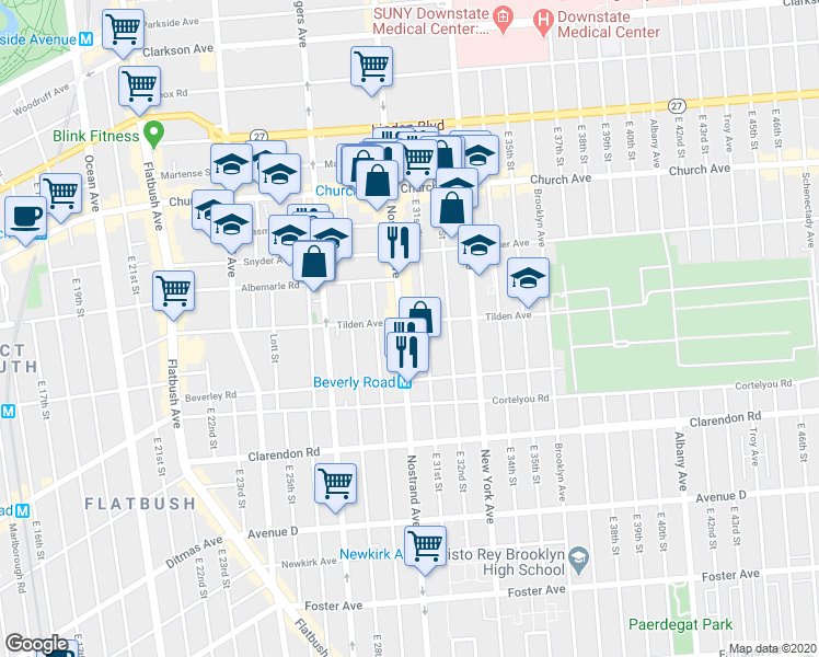 map of restaurants, bars, coffee shops, grocery stores, and more near in Brooklyn