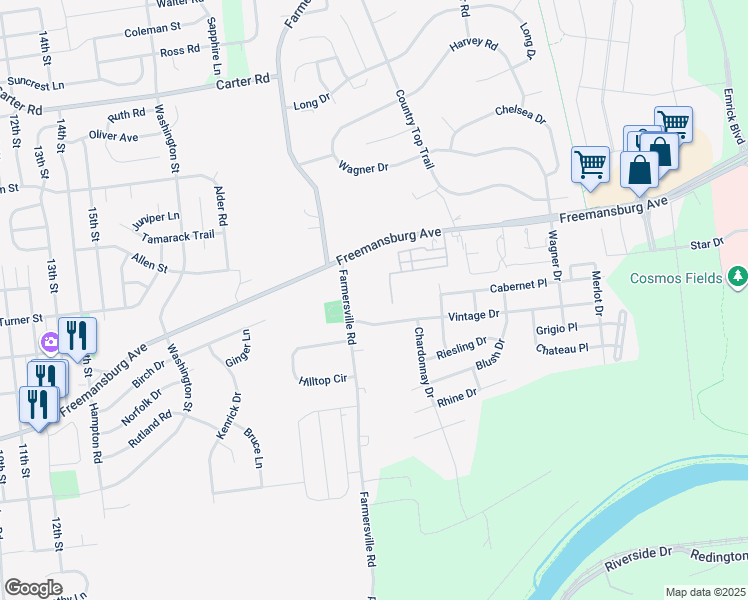 map of restaurants, bars, coffee shops, grocery stores, and more near 5232 Freemansburg Avenue in Easton