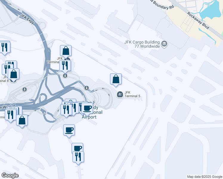 map of restaurants, bars, coffee shops, grocery stores, and more near 6 Central Terminal Area in Queens