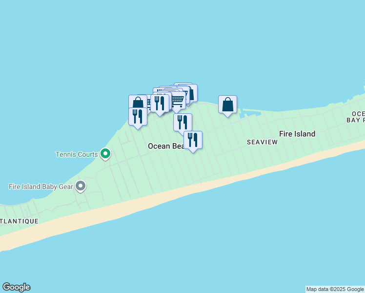 map of restaurants, bars, coffee shops, grocery stores, and more near in Ocean Beach