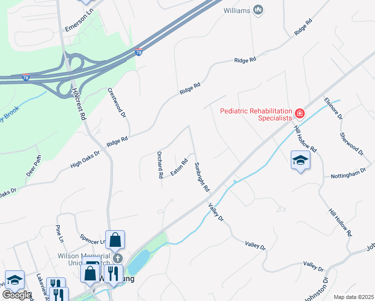 map of restaurants, bars, coffee shops, grocery stores, and more near 20 Eaton Road in Watchung