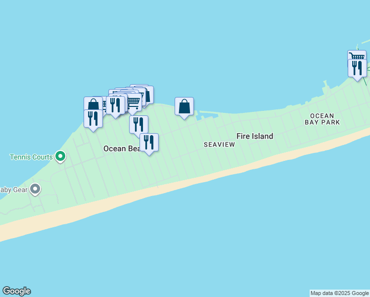 map of restaurants, bars, coffee shops, grocery stores, and more near 32 Beachwold Avenue in Ocean Beach