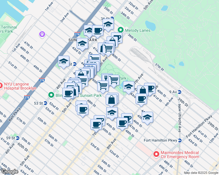 map of restaurants, bars, coffee shops, grocery stores, and more near in Brooklyn