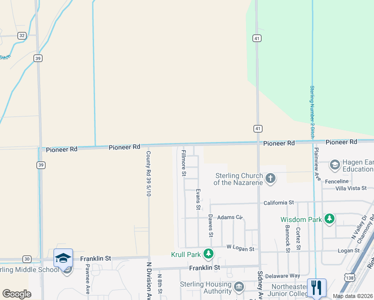 map of restaurants, bars, coffee shops, grocery stores, and more near 1918 Fillmore Street in Sterling