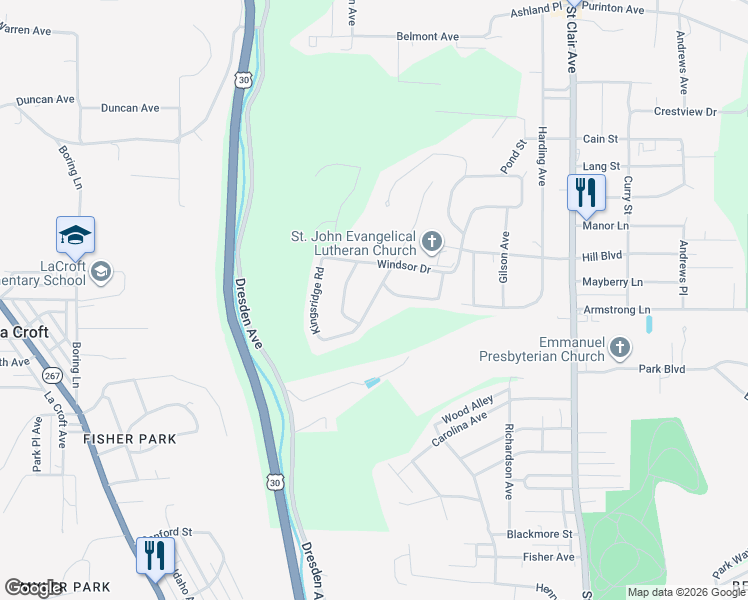map of restaurants, bars, coffee shops, grocery stores, and more near 3069 Kingsridge Road in East Liverpool