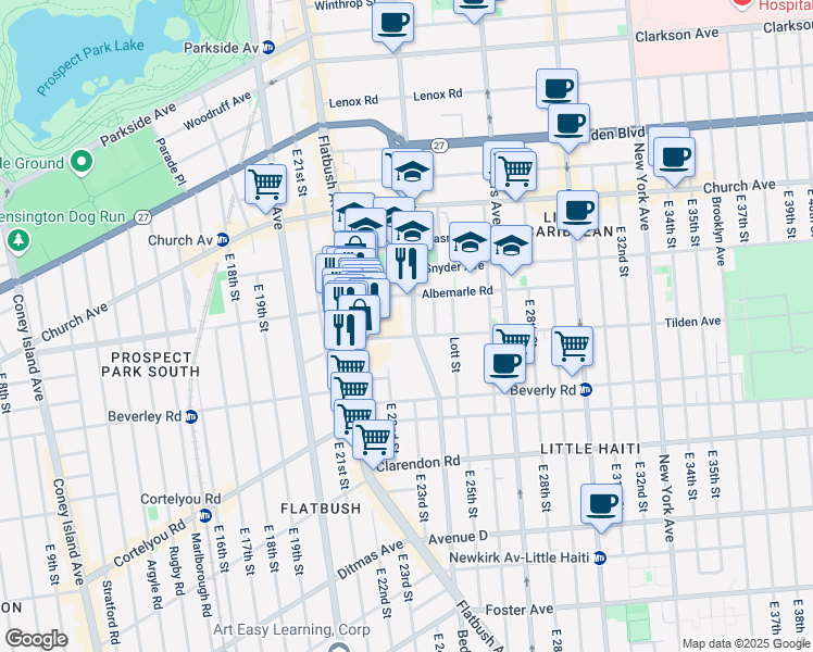 map of restaurants, bars, coffee shops, grocery stores, and more near 2328 Bedford Avenue in Brooklyn
