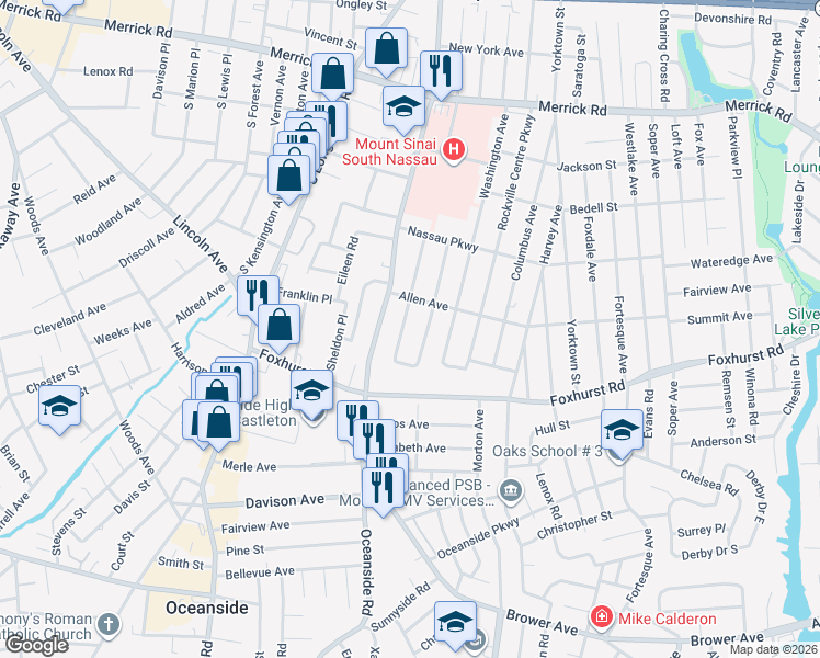 map of restaurants, bars, coffee shops, grocery stores, and more near 2603 Mount Avenue in Oceanside
