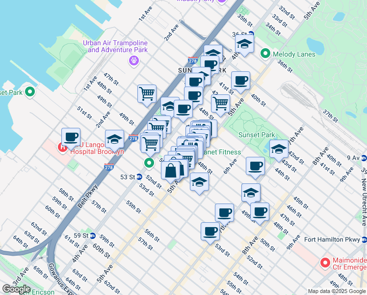 map of restaurants, bars, coffee shops, grocery stores, and more near 441 48th Street in Brooklyn