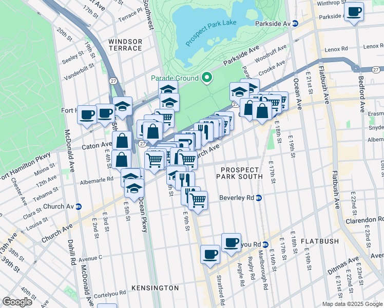 map of restaurants, bars, coffee shops, grocery stores, and more near in Brooklyn