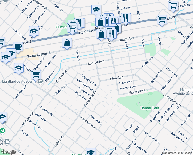 map of restaurants, bars, coffee shops, grocery stores, and more near 509 Beech Avenue in Garwood