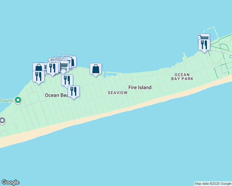 map of restaurants, bars, coffee shops, grocery stores, and more near 41 Fairway Court in Bay Shore