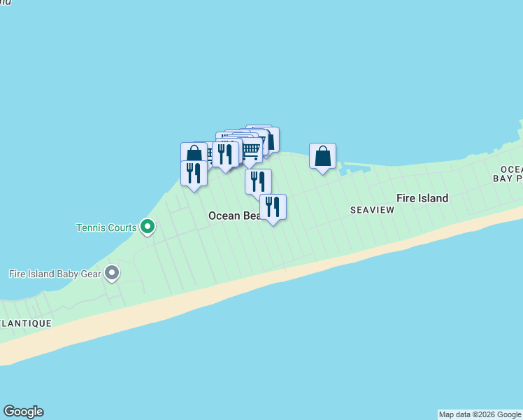 map of restaurants, bars, coffee shops, grocery stores, and more near in Ocean Beach