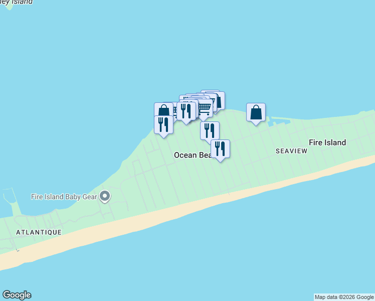 map of restaurants, bars, coffee shops, grocery stores, and more near 30 Bungalow Lane in Ocean Beach