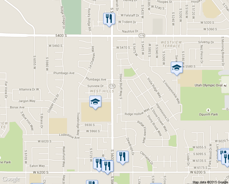 map of restaurants, bars, coffee shops, grocery stores, and more near 5582 Arnica Ridge Circle in Salt Lake City