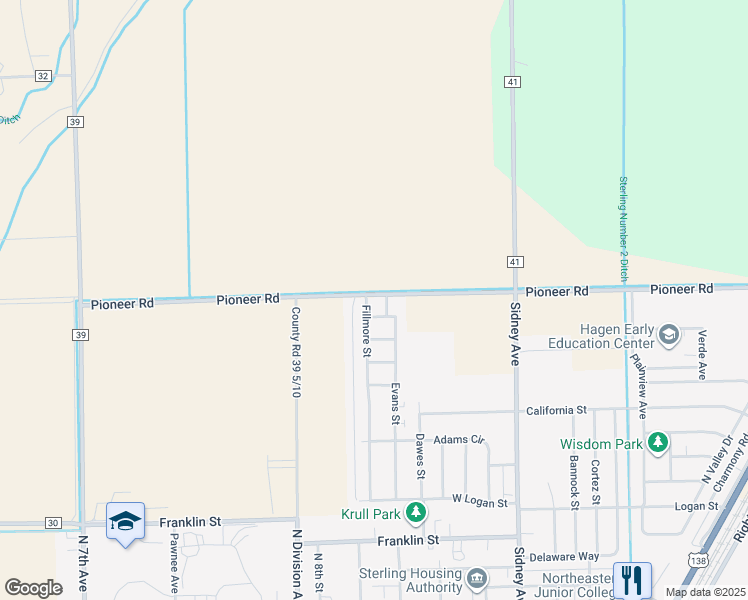 map of restaurants, bars, coffee shops, grocery stores, and more near 1918 Fillmore Street in Sterling