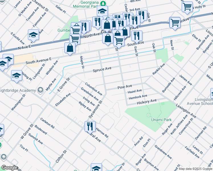 map of restaurants, bars, coffee shops, grocery stores, and more near 451 Beech Avenue in Garwood