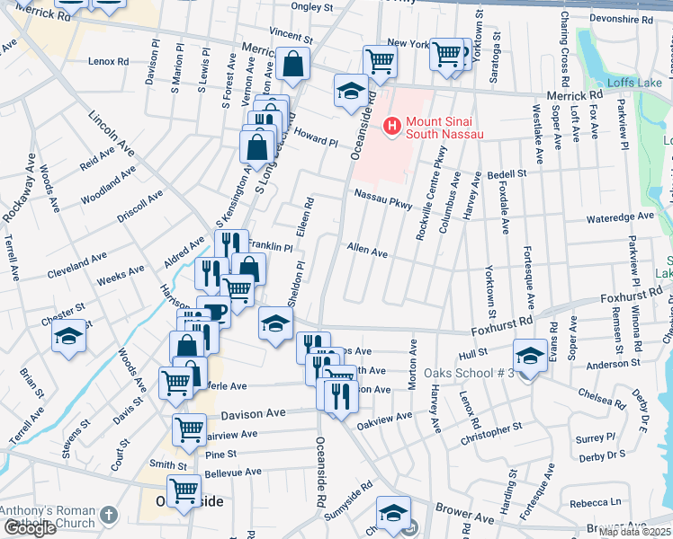 map of restaurants, bars, coffee shops, grocery stores, and more near 2618 Oceanside Road in Oceanside