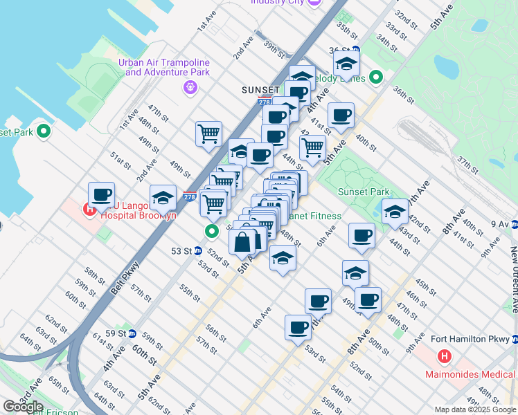 map of restaurants, bars, coffee shops, grocery stores, and more near 441 48th Street in Brooklyn
