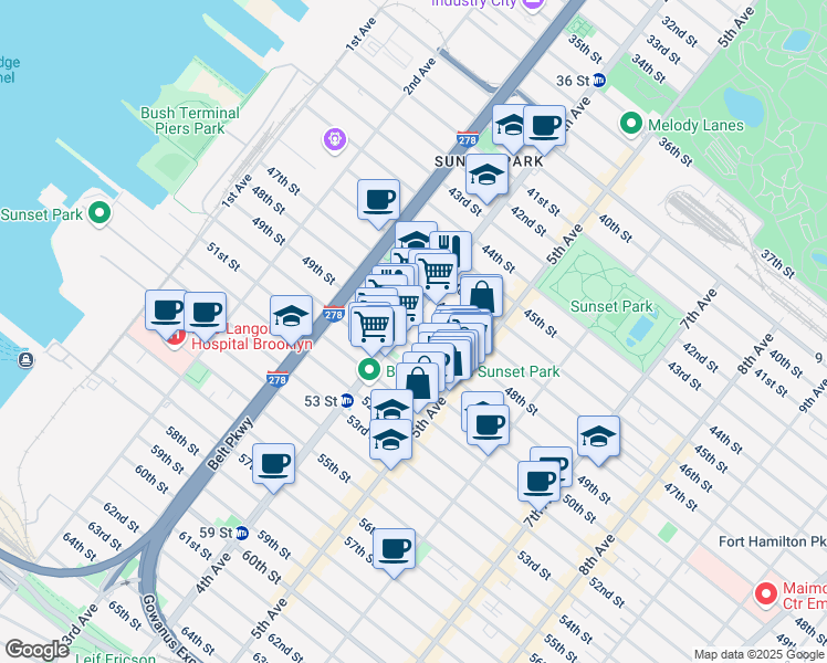 map of restaurants, bars, coffee shops, grocery stores, and more near 4819 4th Avenue in Brooklyn