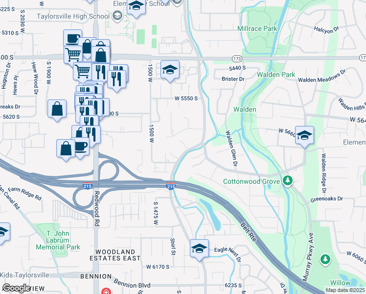 map of restaurants, bars, coffee shops, grocery stores, and more near 5734 South 1300 West in Taylorsville