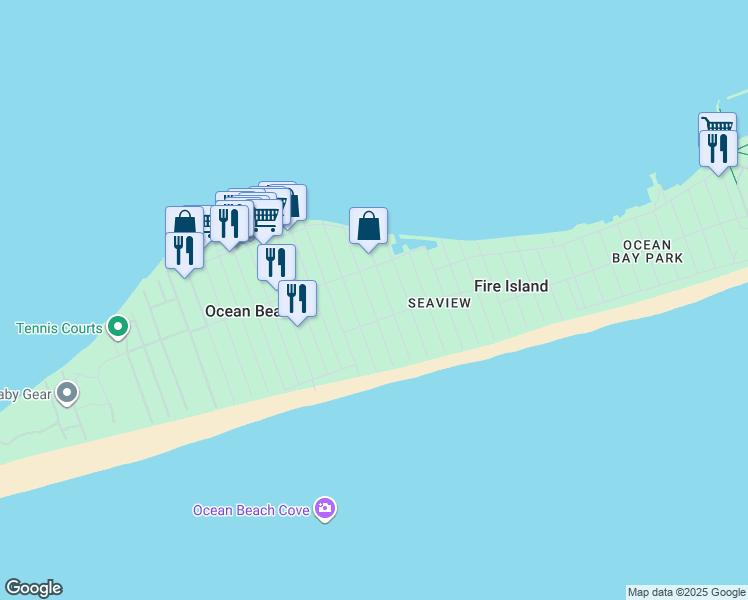 map of restaurants, bars, coffee shops, grocery stores, and more near 32 Beachwold Avenue in Ocean Beach