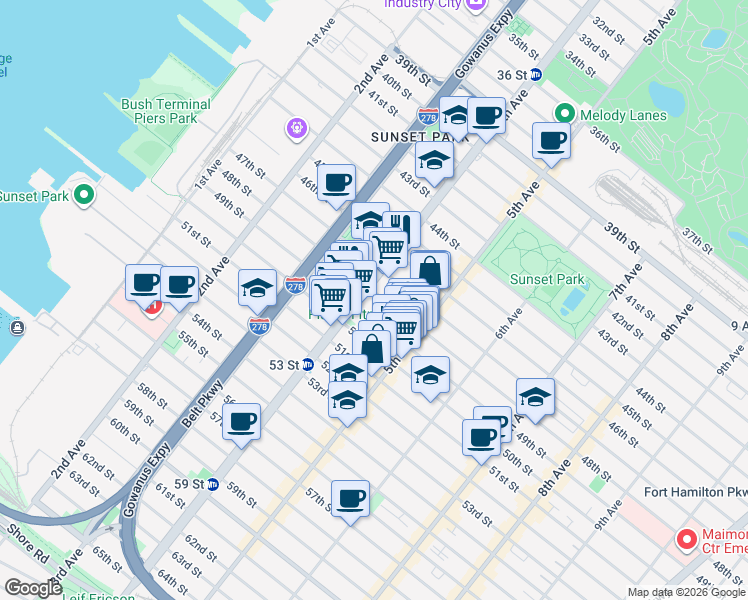 map of restaurants, bars, coffee shops, grocery stores, and more near 414 West 48th Street in New York