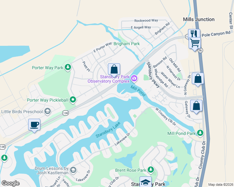 map of restaurants, bars, coffee shops, grocery stores, and more near 172 Delgada Lane in Stansbury Park