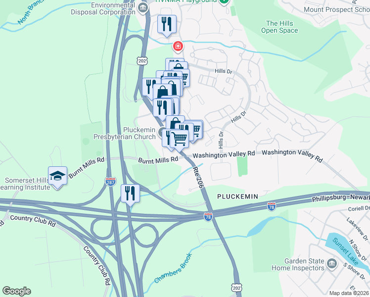 map of restaurants, bars, coffee shops, grocery stores, and more near in Bedminster