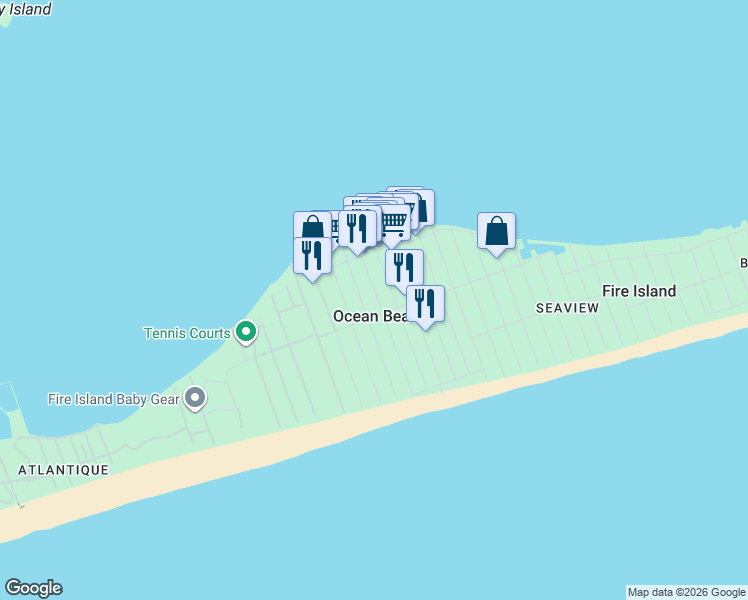 map of restaurants, bars, coffee shops, grocery stores, and more near 30 Bungalow Lane in Ocean Beach