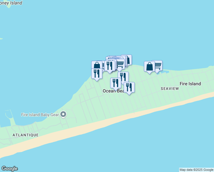 map of restaurants, bars, coffee shops, grocery stores, and more near 30 Bungalow Lane in Ocean Beach
