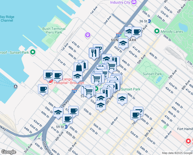 map of restaurants, bars, coffee shops, grocery stores, and more near in Brooklyn