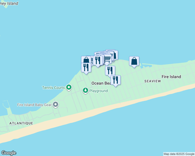 map of restaurants, bars, coffee shops, grocery stores, and more near 30 Bungalow Lane in Ocean Beach