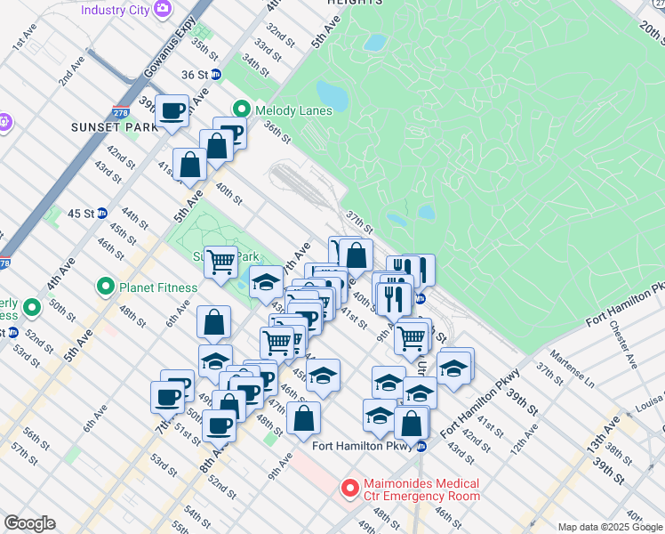 map of restaurants, bars, coffee shops, grocery stores, and more near in Brooklyn